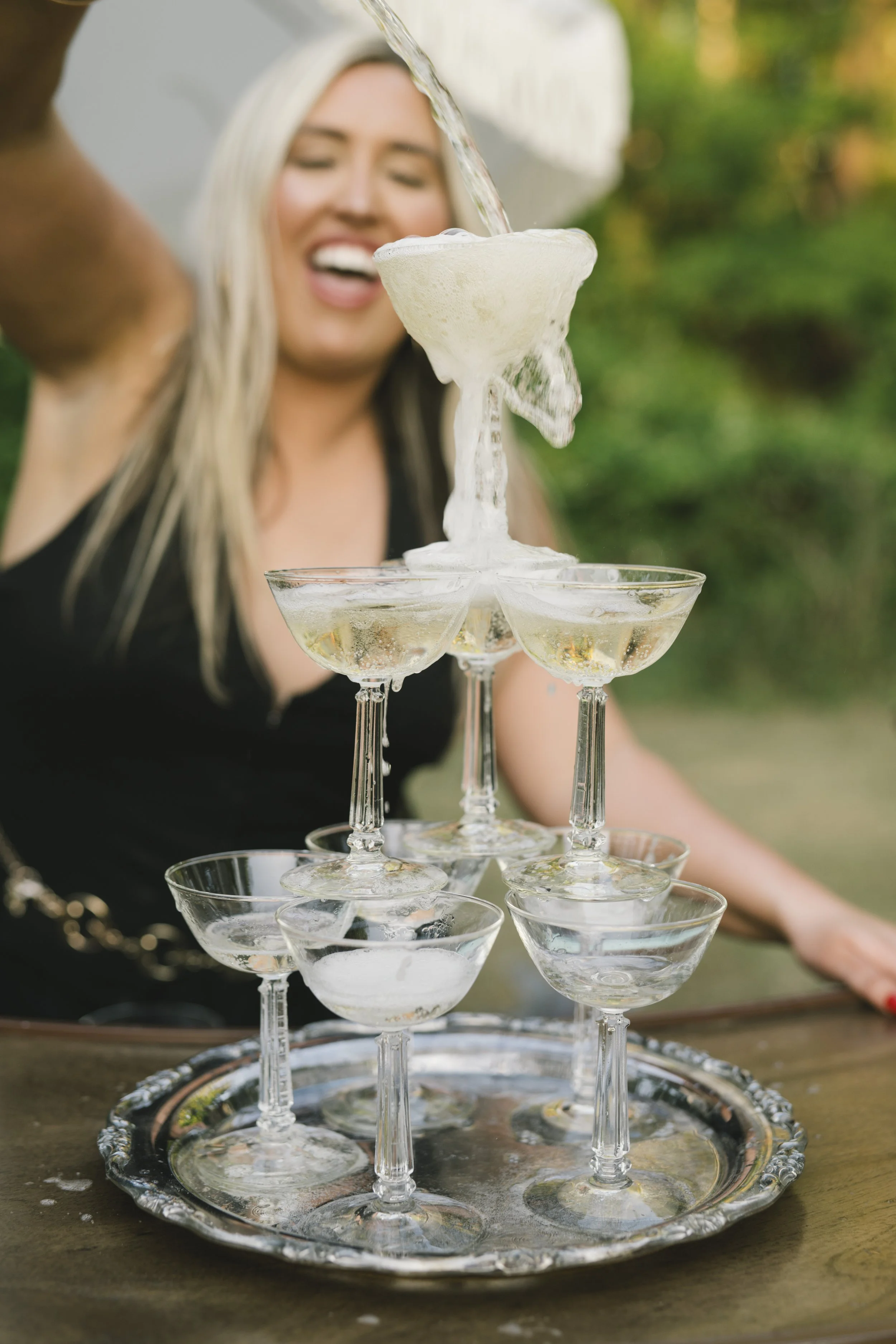 Champagne tower and mobile bartending services for weddings and private events in Mount Pleasant, SC