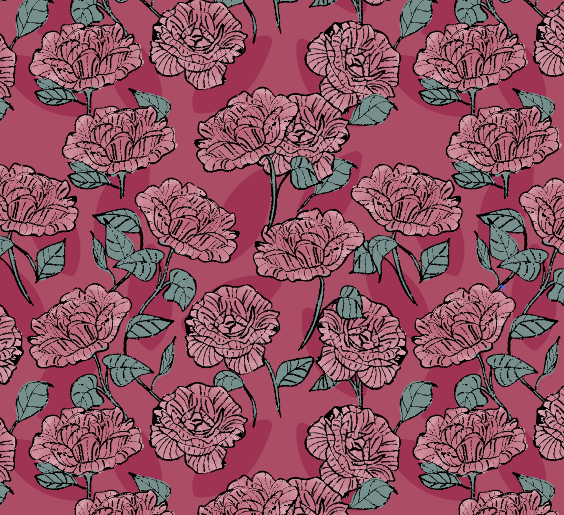 A pattern of roses and leaves