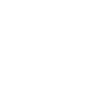 Line drawing of a garden rake and a garden hoe on a black background.