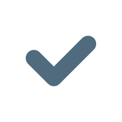 Checkmark icon with a dark gray check mark inside a white circle.