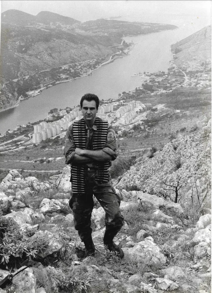 Near Dubrovnik during the war years, a city under siege at the time.