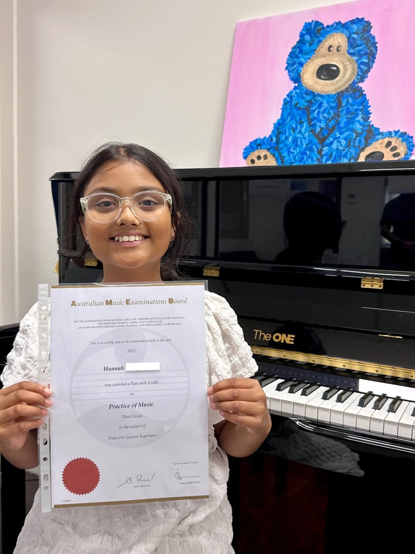 Huge congratulations to Hannah on passing your Grade 3 AMEB piano exam with a Credit (B+)! 🎹✨

Your hard work, dedication, and consistent practice have truly paid off. We&rsquo;re so proud of your progress and the confidence you&rsquo;ve shown throu