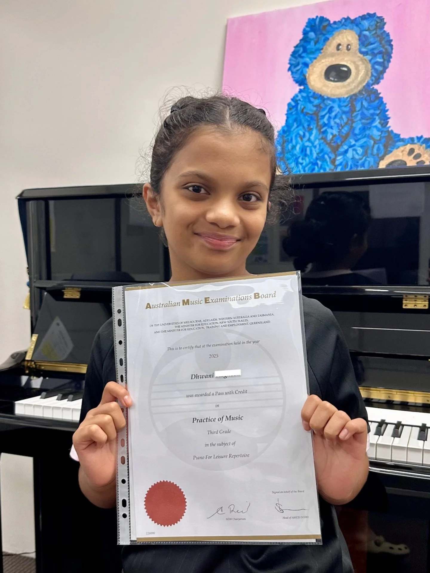 Huge Congratulations Dhwani on passing your Grade 3  AMEB piano exam with a Credit (B+)! 🎹✨

A fantastic achievement and a reflection of your hard work and dedication. We&rsquo;re so proud of your progress and how much your confidence and musicality