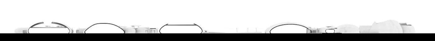 Silhouette of a row of cars viewed from the side against a white background.