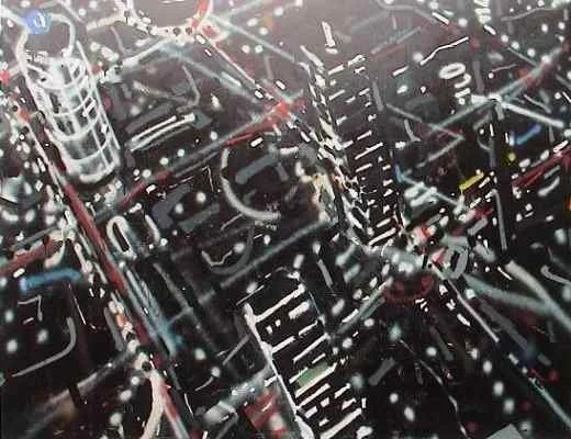 Ein Blick in das Innere eines Atomkraftwerks mit Reaktordruckbehälter und Steuerstangen.