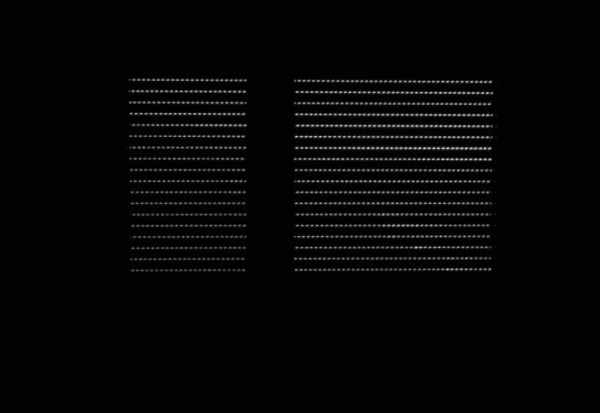 Zwei elegante, parallele Linienmuster in Weiß auf schwarzem Hintergrund, geschaffen durch Linien, die zu einem rechteckigen Muster angeordnet sind.