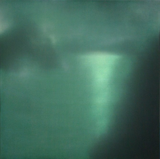 Unklarer, abstrakter grüner Farbverlauf mit Lichtreflexen.