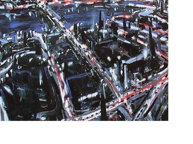 Mehrere geparkte Autos in einem Parkplatz, fotografiert bei Nacht.