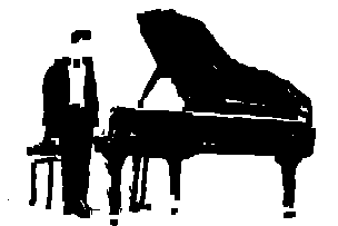 Ein Mensch spielt Klavier.