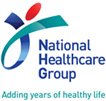 Logo of National Healthcare Group with tagline 'Adding years of healthy life'