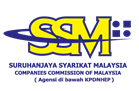 Logo of SSM, Suruhanjaya Syarikat Malaysia, with text and graphic design.
