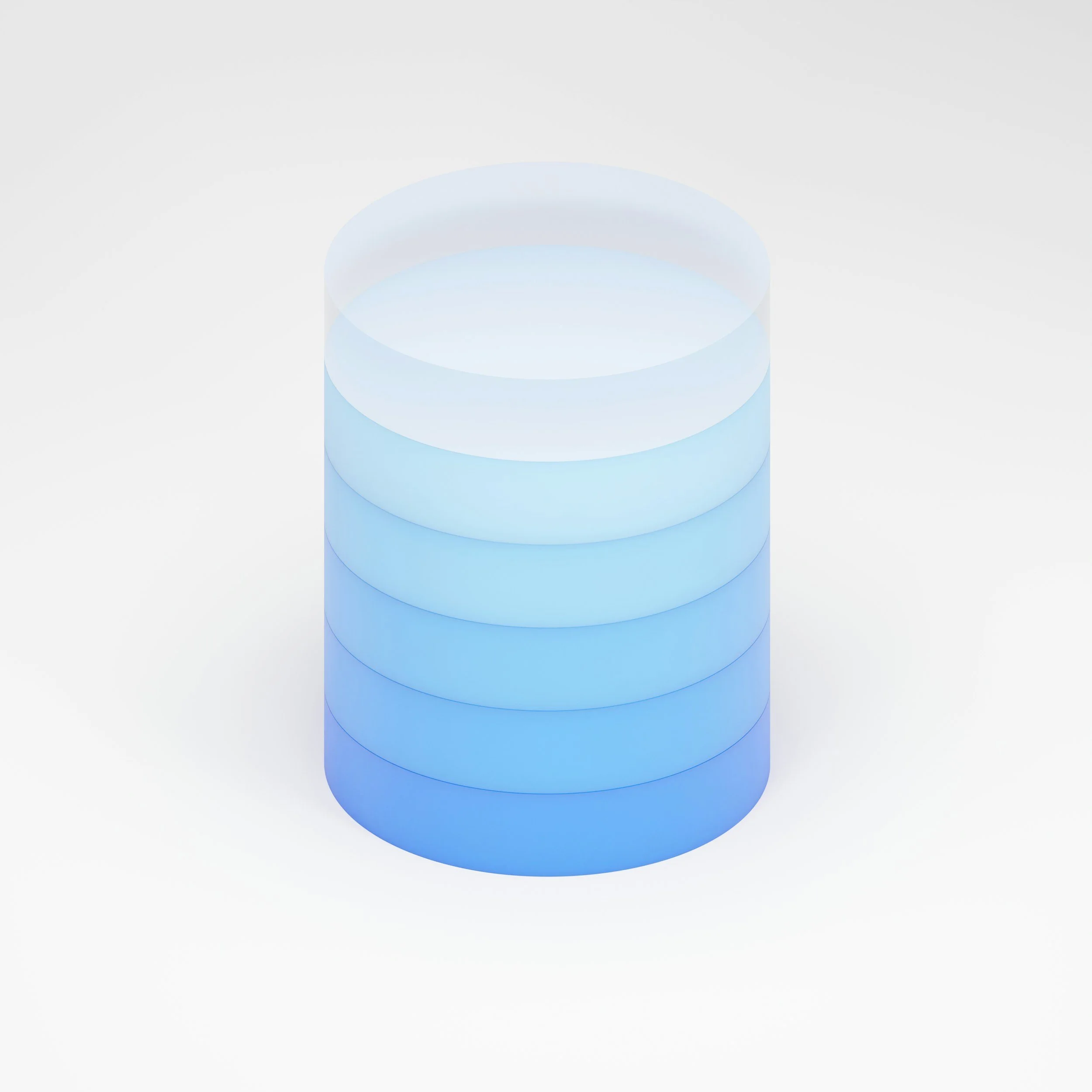A series of blue and white circular layers stacked in a minimalist design.