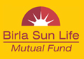 Birla Sun Life Mutual Fund logo with yellow background and maroon text