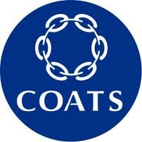 Logo with interlinked chains forming a circle and the word 'COATS' below, on a dark blue background.