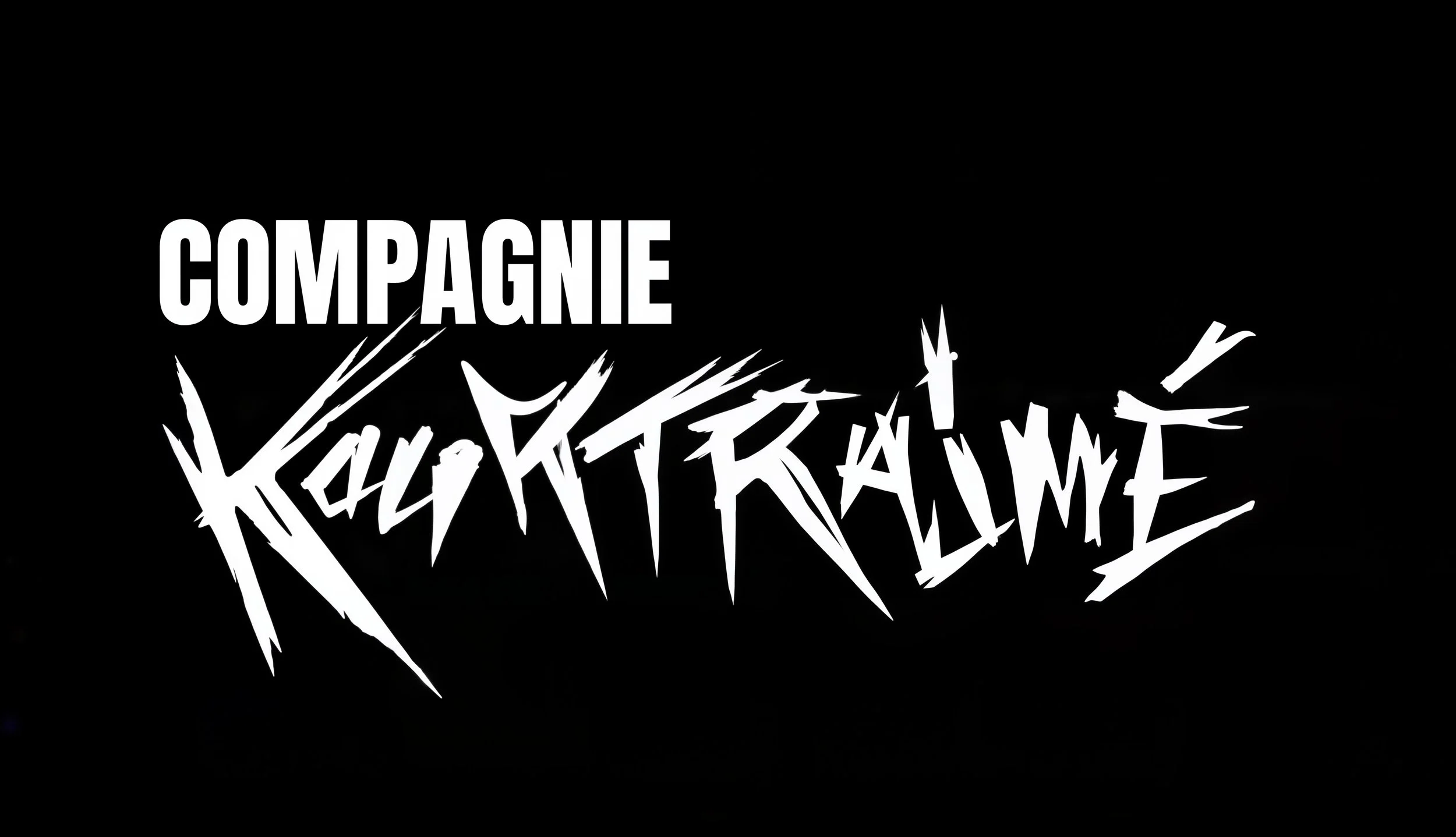 Logo noir avec le texte 'Compagnie Kourtrajmé' en blanc, avec un style de police type graffiti.
