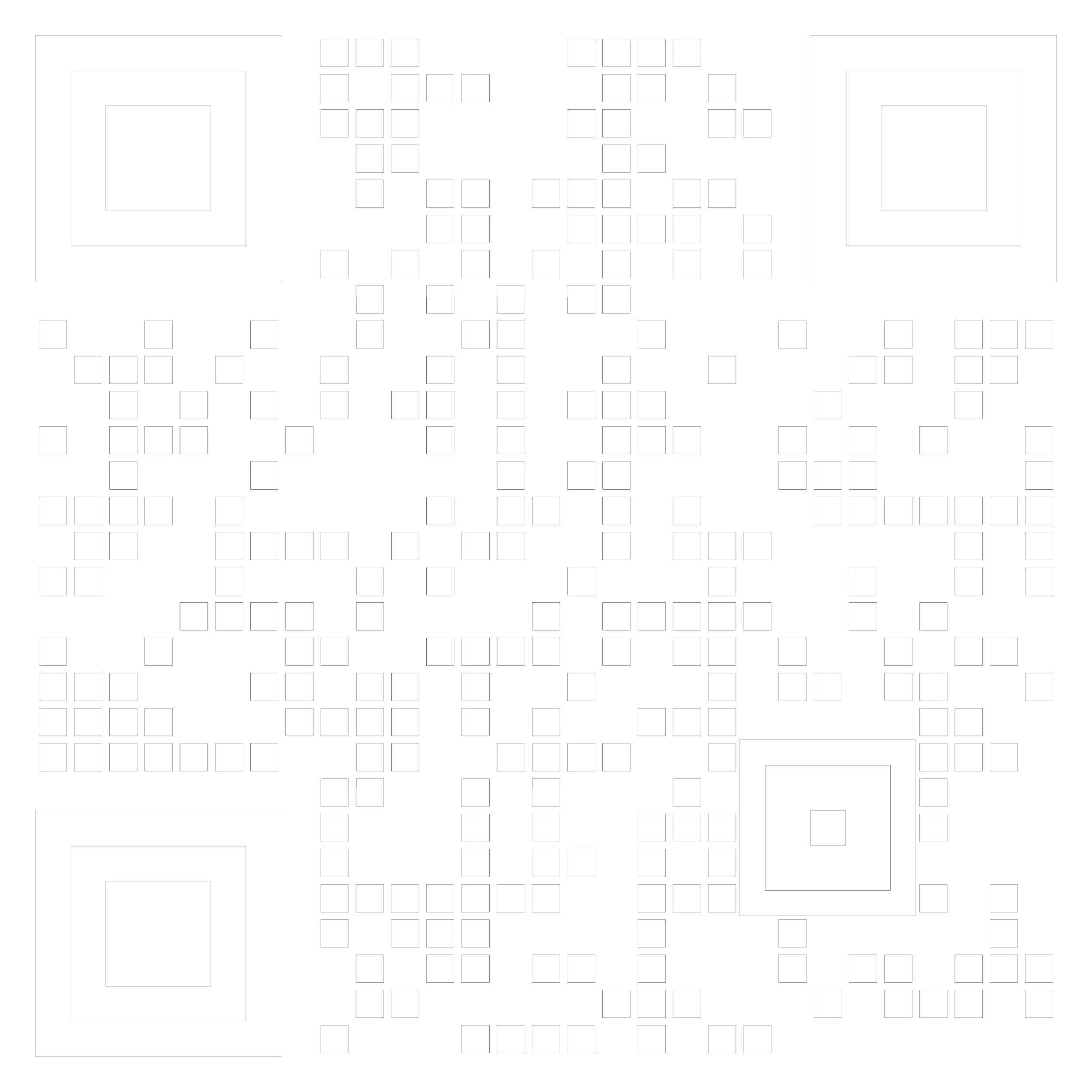 Ein weißer QR-Code auf transparentem Hintergrund.