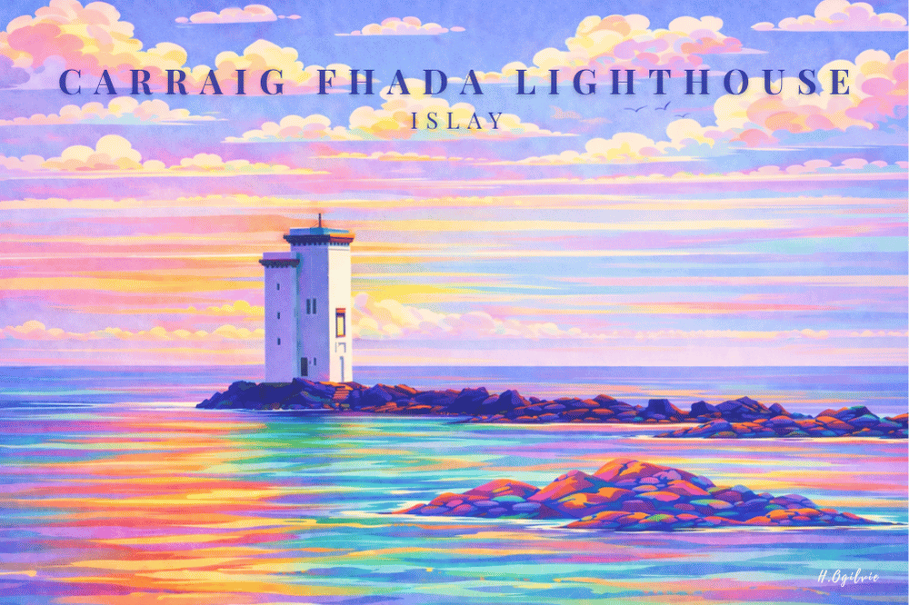 Digital Art by Heather Ogilvie Carrraig Fhada Lighthouse