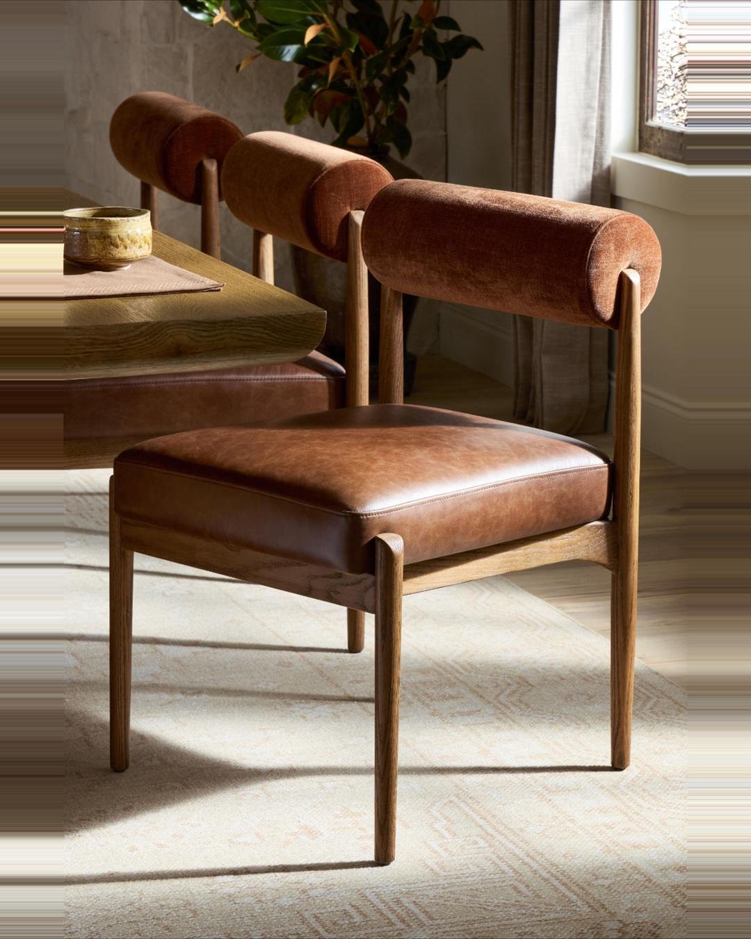 Vintage Charm Leather Dining Chair