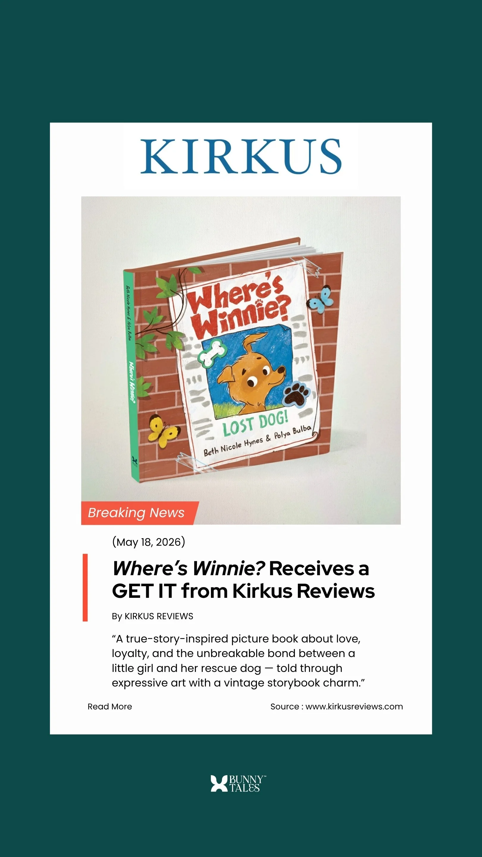 Where's Winnie? Earns a Kirkus "Get It" Recommendation