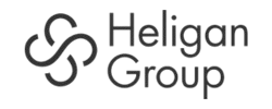 Heligan Group logo with a stylized knot design