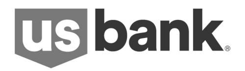 US Bank logo in black with gray background.