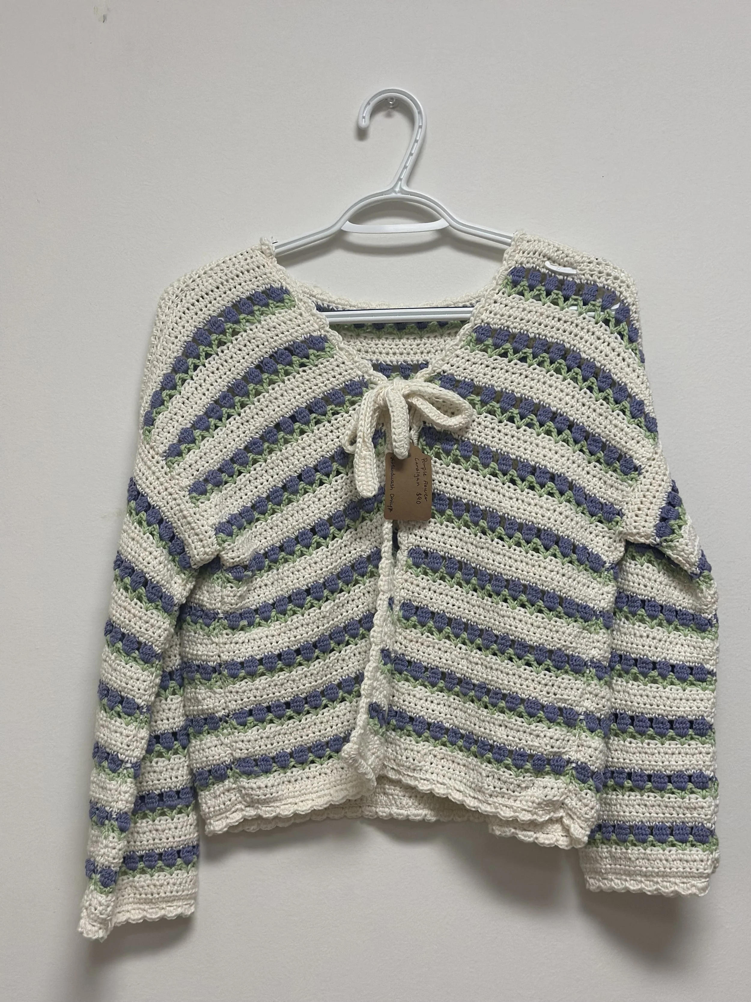 Crochet Purple Flower Cardigan by Grace Klein