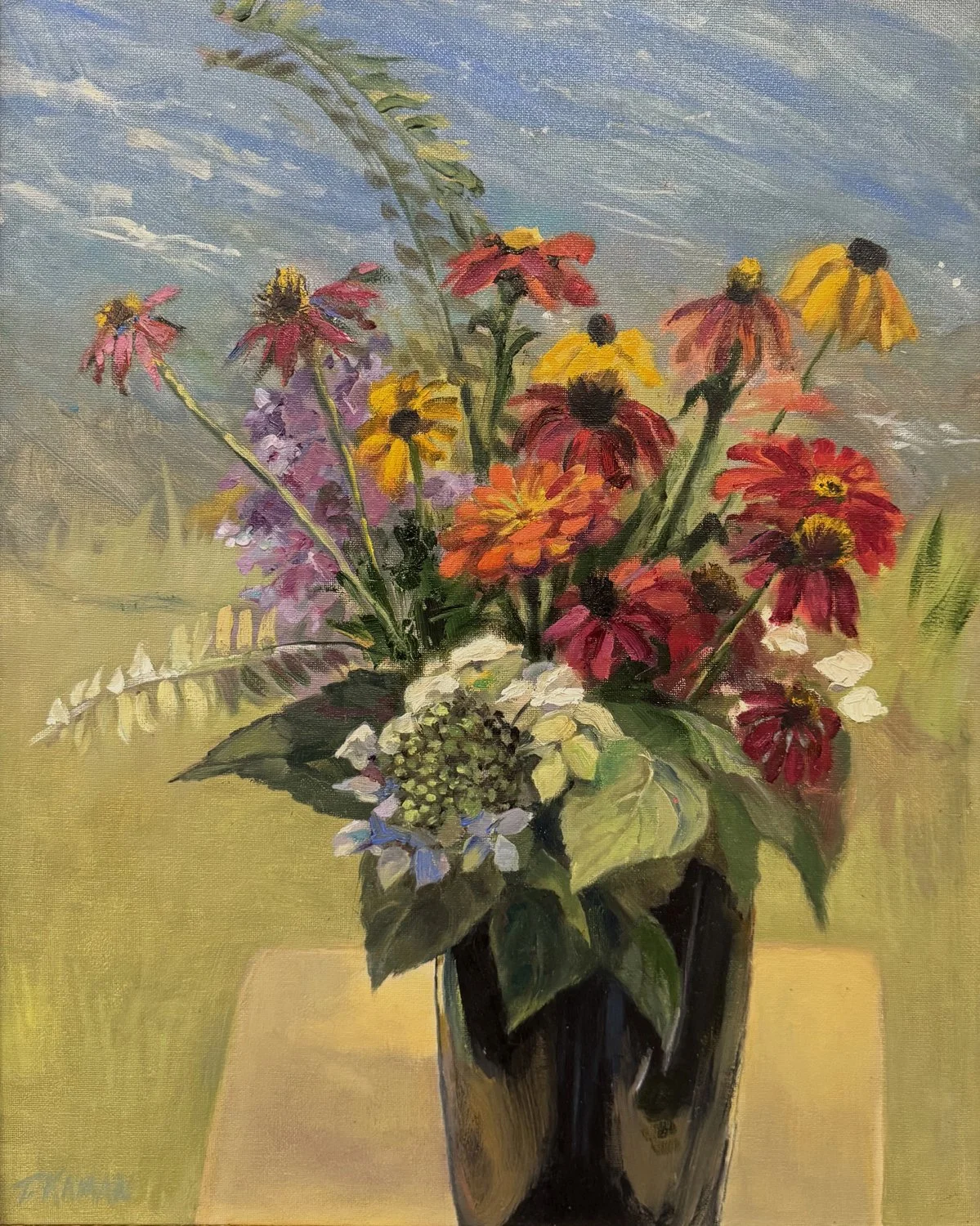 Flowers Against the Bay by Tricia Kaman