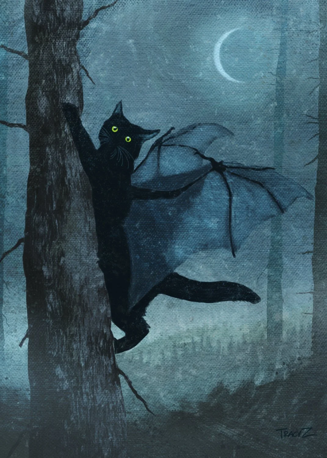 Bat Cat in the Forest by Tracy Zakraysek