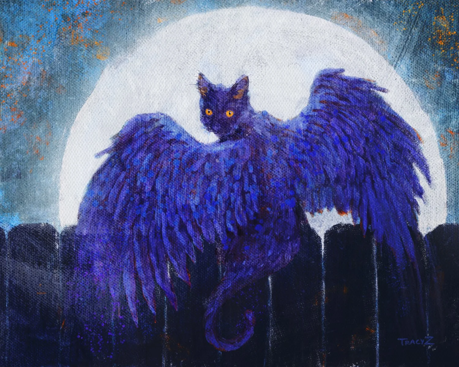 Winged Cat at Moonrise