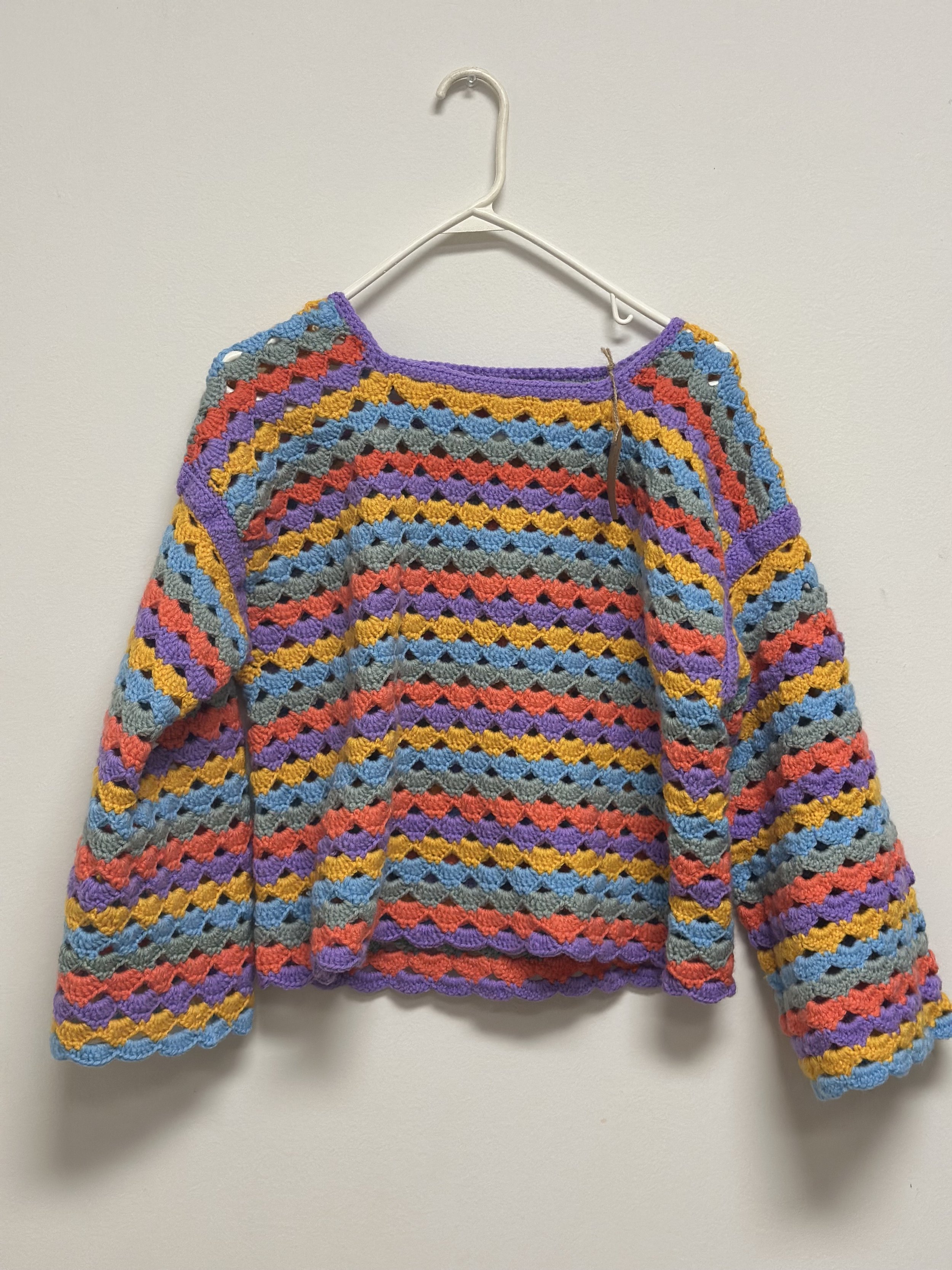 Handmade Crochet Rainbow Sweater by Grace Klein