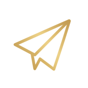 Golden outline of a paper airplane icon on a black background