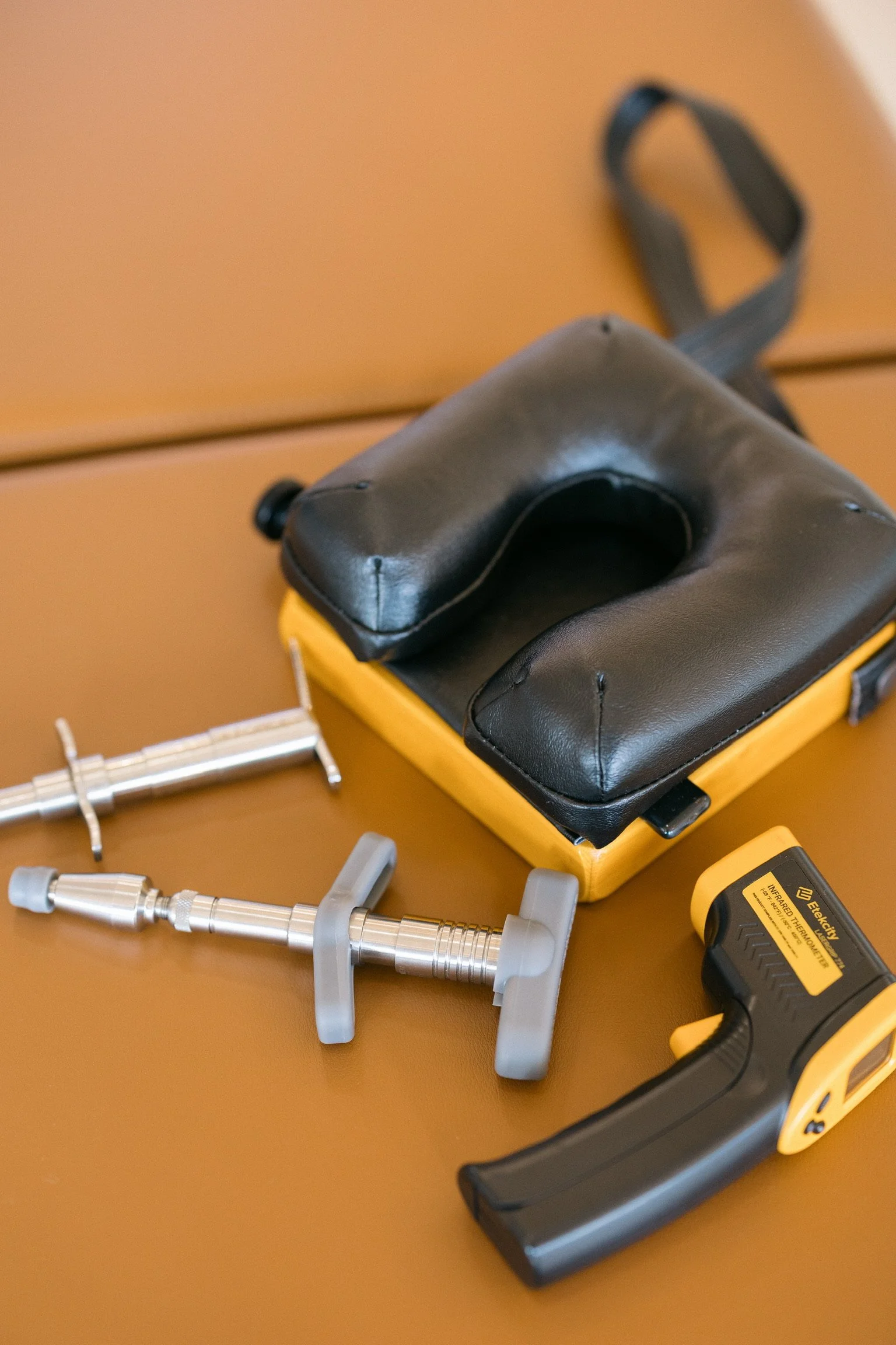 In our office we use a variety of gentle instruments to help facilitate the adjustment. A pediatric adjustment is completely different from an adult. These tools help us deliver a precise adjustment with very little force and maximal results.