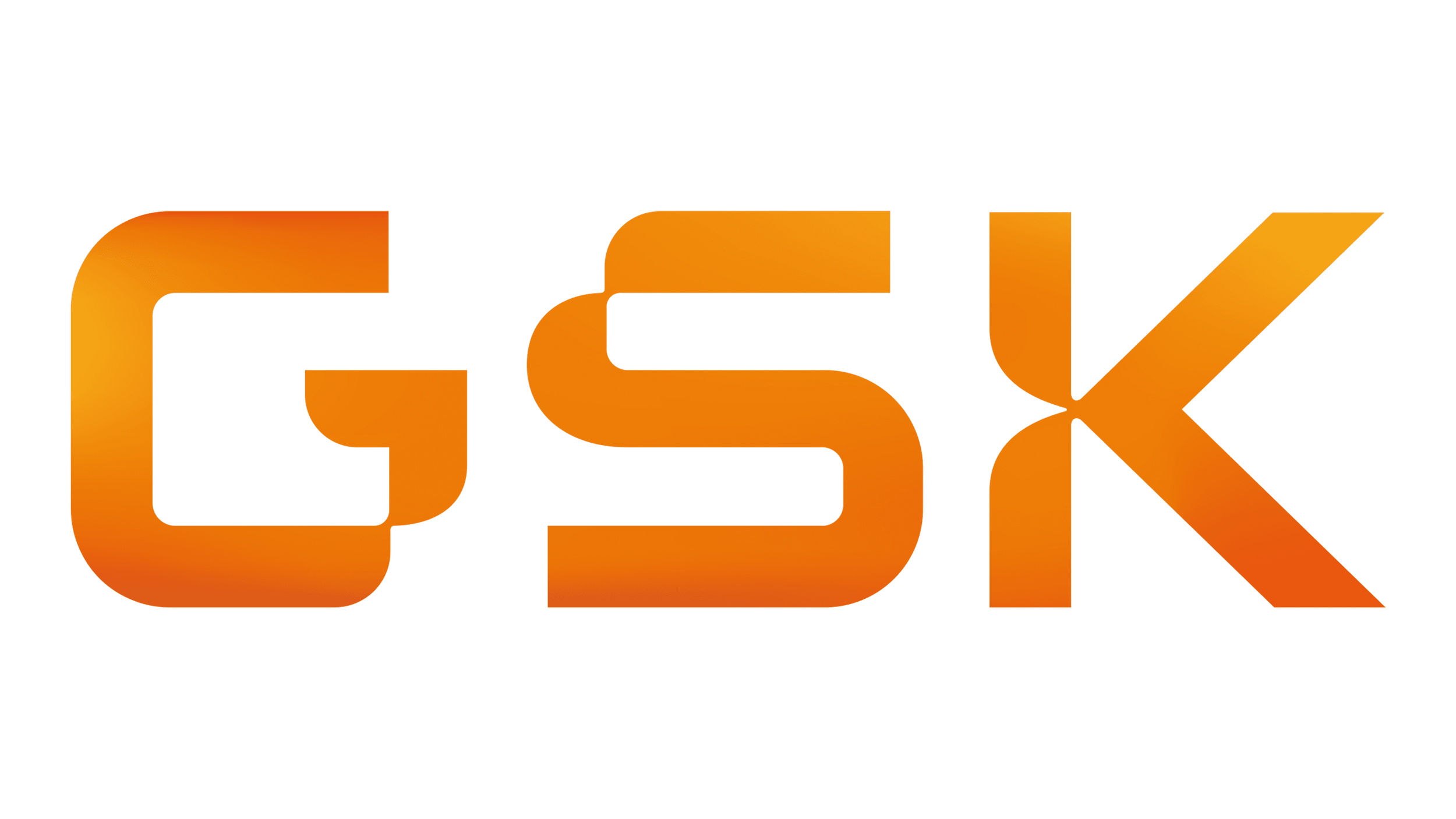 Logo with the letters 'GSK' in orange gradient.