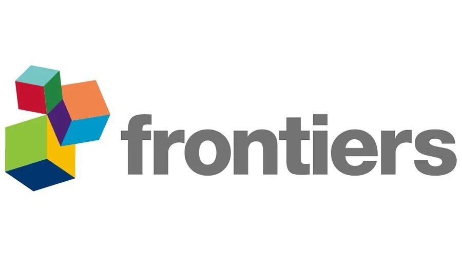 Frontiers logo with colorful geometric cubes.
