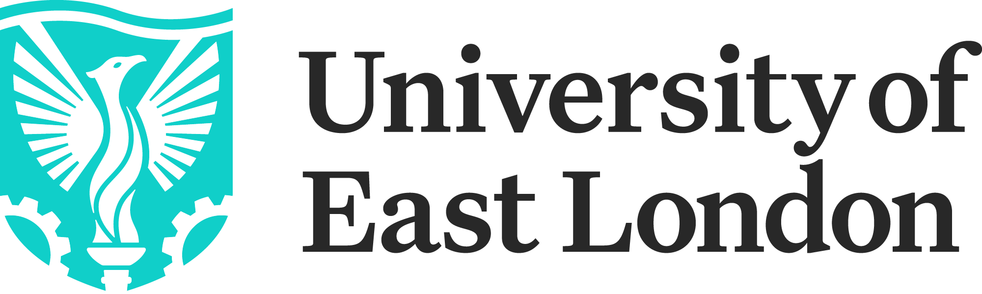University of East London logo featuring a stylized bird design.
