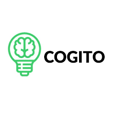 Cogito logo with a green light bulb containing a brain icon.