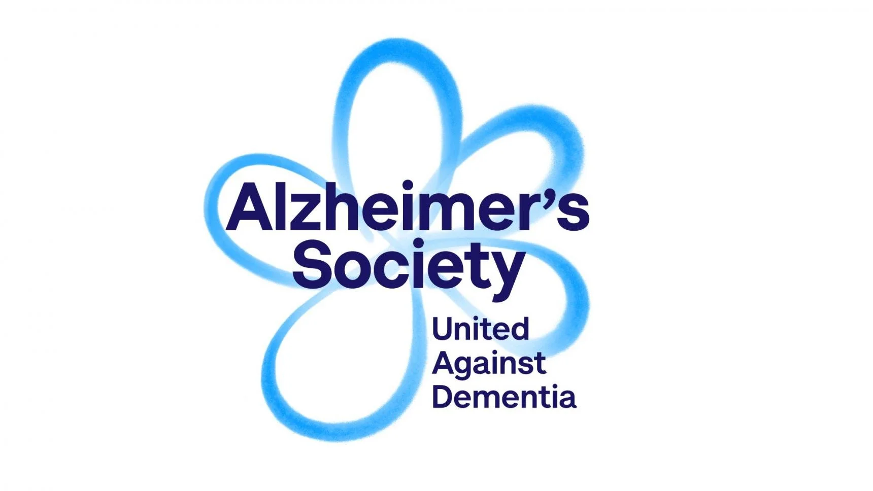 Logo of Alzheimer's Society with blue flower and text "United Against Dementia."