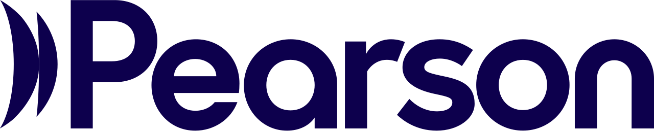 Black text reading 'Pearson' with a blue gradient background.