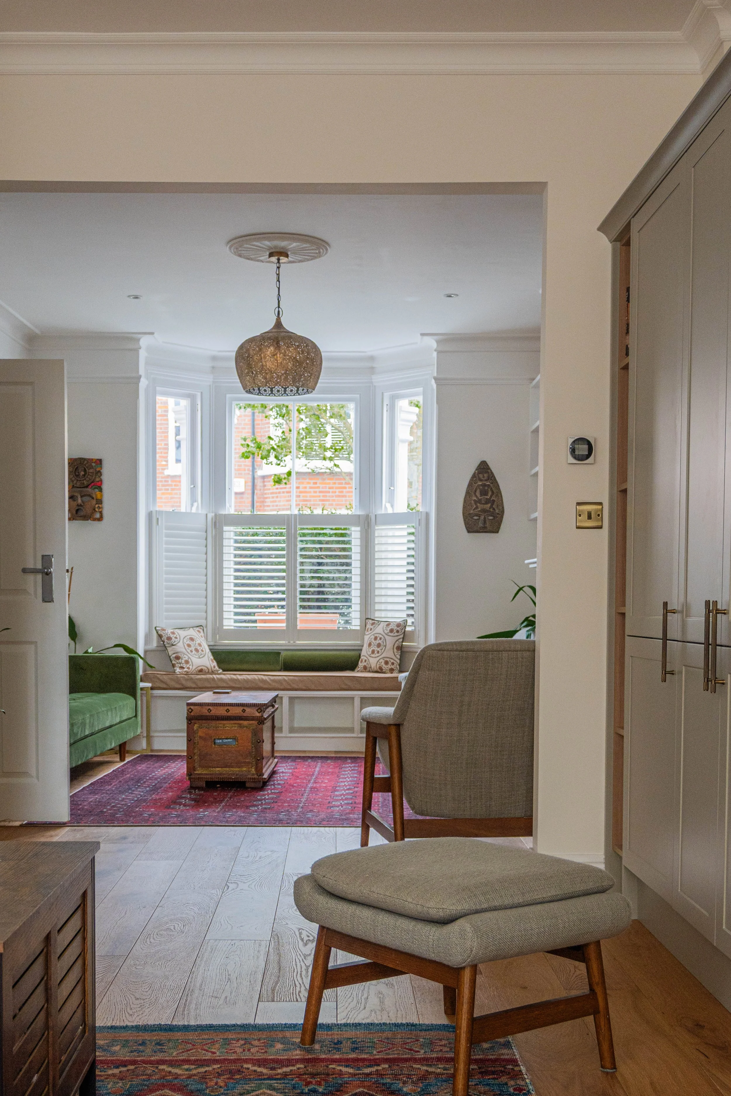 brighly coloured living room