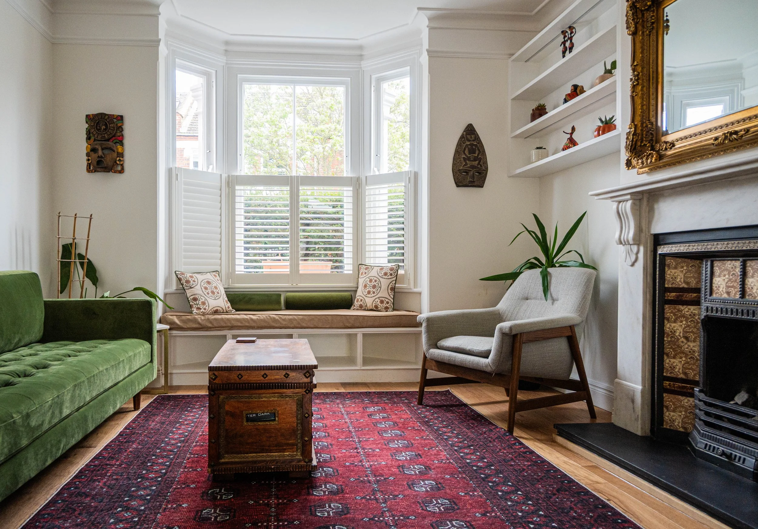 a brightly coloured reception room