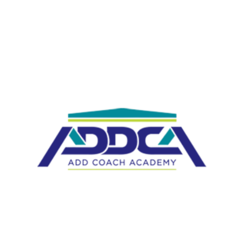 Logo of ADD Coach Academy with stylized text and a mountain-like graphic above.
