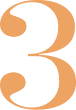 Grafik einer 3 in Serifenschrift in Gold-Orange auf beigem Hintergrund für die dritte Phase der Arbeit zum eigenen Ich mit Christin Reese: Integration und Ausrichtung, um das Erlebte in den Alltag zu bringen.