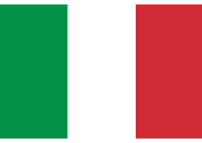 Die italienische Flagge mit vertikalen Streifen in Grün, Weiß und Rot.