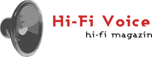 Logo mit einem Lautsprechersymbol und dem Text 'Hi-Fi Voice' in rot, darunter kleinere schwarze Schrift.