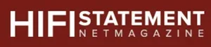 Logo mit Text 'HIFI STATEMENT NETMAGAZINE' auf rotem Hintergrund