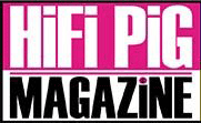Logo des HiFi Pig Magazine, in pink, schwarz und weiß