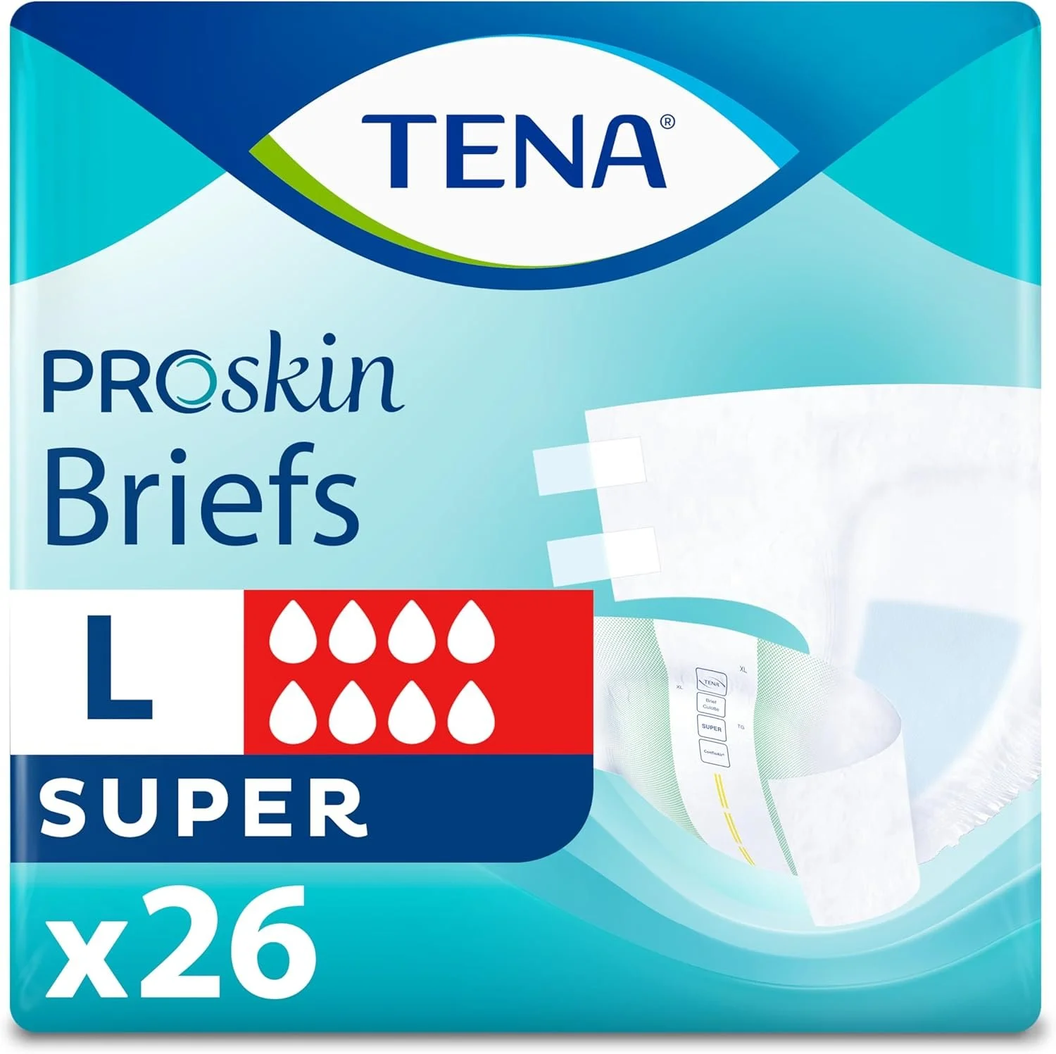 Tena Lot de 26 slips réglables pour incontinence, super absorbants, taille L