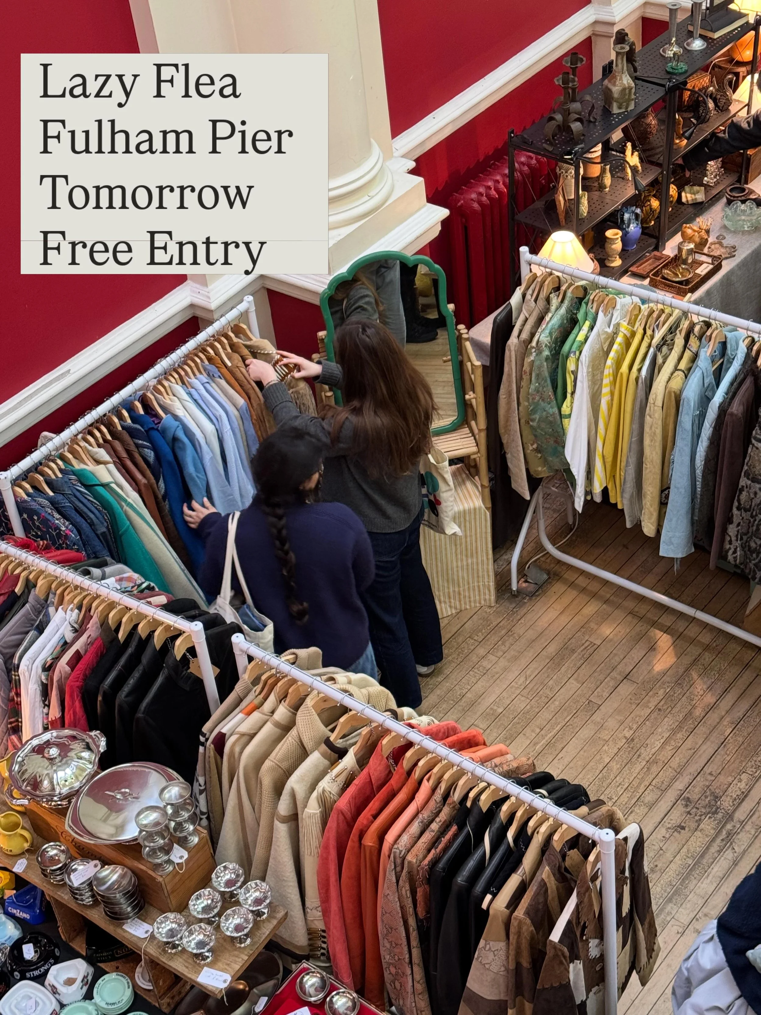 FREE vintage market in London tomorrow ✨

Join us at @fulham.pier for a day of vintage homeware, furniture, clothing, jewellery and art from over 30 independent vintage traders.

📍 Fulham Pier
🗓 Saturday 6th June
⏰ 10am&ndash;4pm
🎟 Free Entry

See