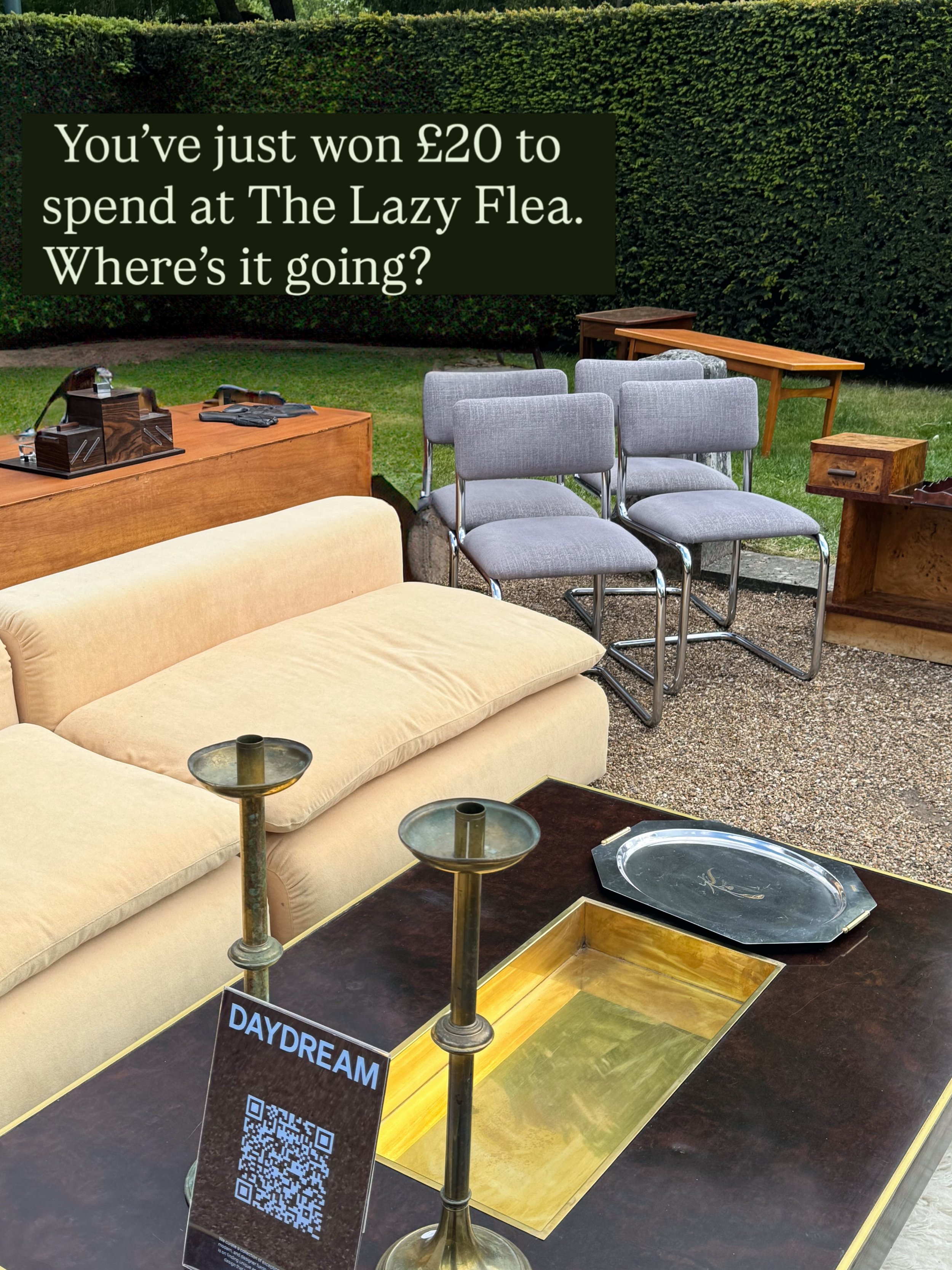 Hypothetically&hellip; you&rsquo;ve won &pound;20 to spend at the next Lazy Flea. What are you putting it towards? 👀

A handbag? Jewellery? Glassware? Or putting it towards a bigger find? 

20 of you will get to do exactly that at our next flea at C