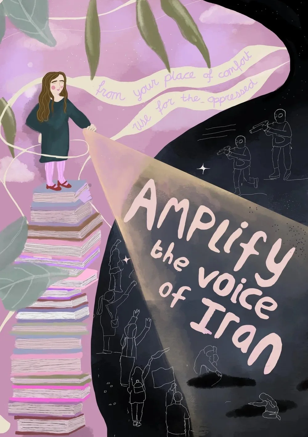 Amplify the voice of Iran illustratie poster protest.JPG
